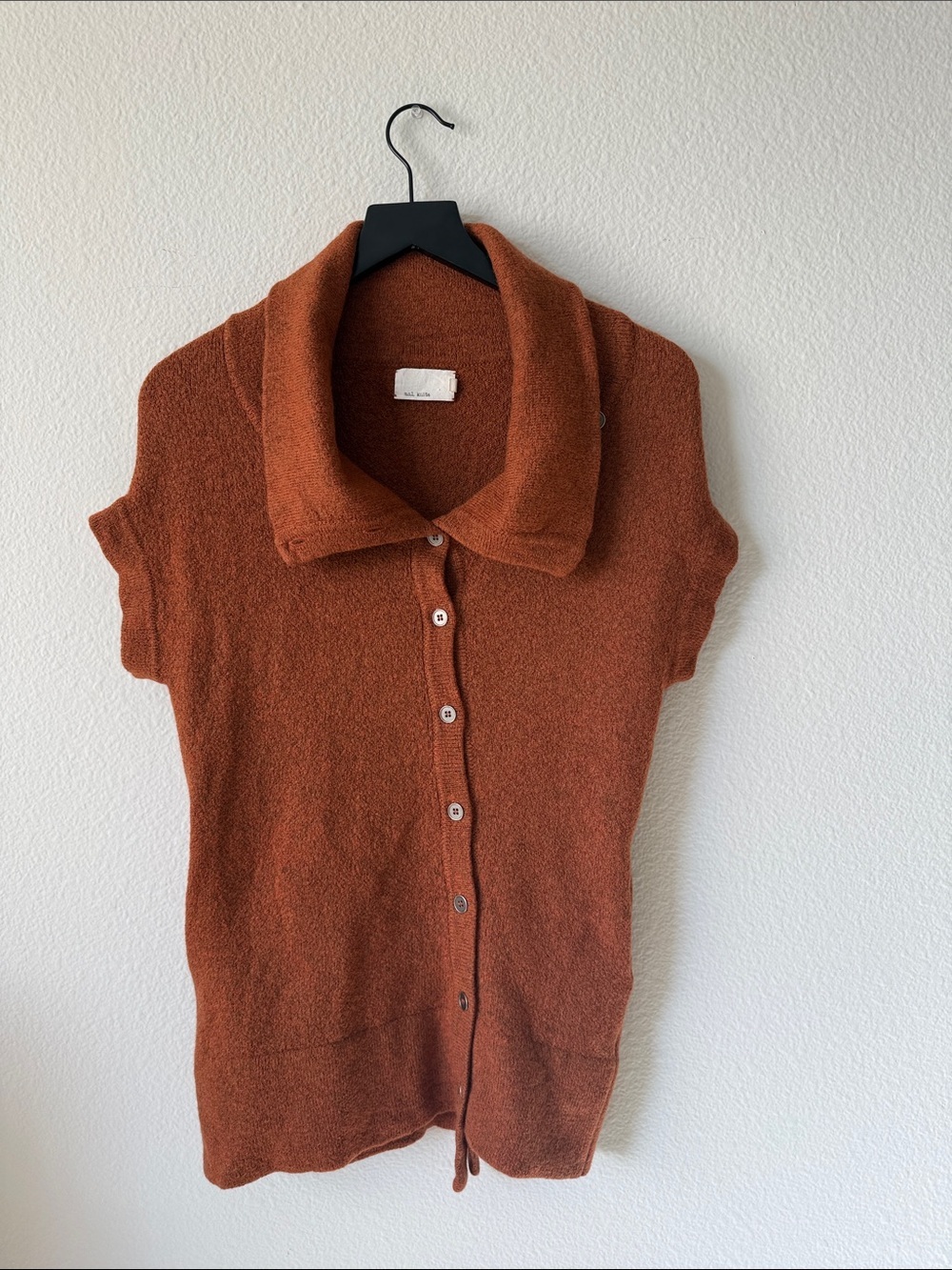 Margaret O'Leary Rust Short-Sleeve Button Cardigan